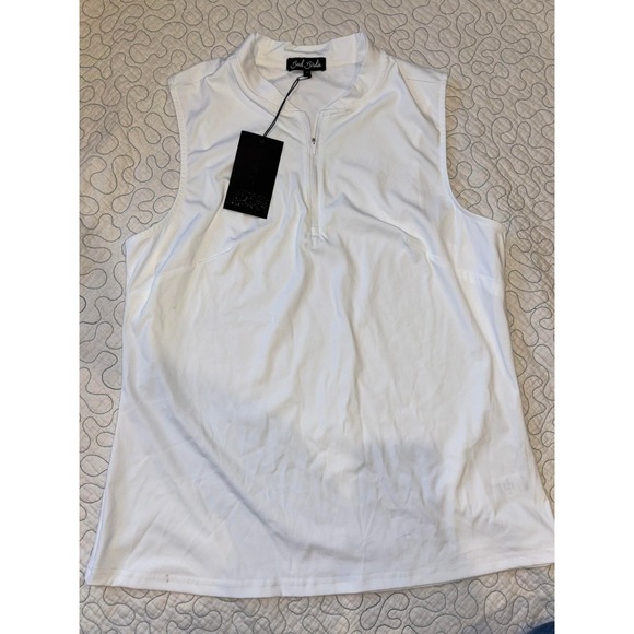 Bad Birdie Tops - Bad Birdie Womens Sleeveless Golf Polo Shirt White Quarter Zip Mock Neck XL